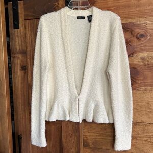 Moda International Boucle Jacket with Peplum waist. Winter white. EUC.